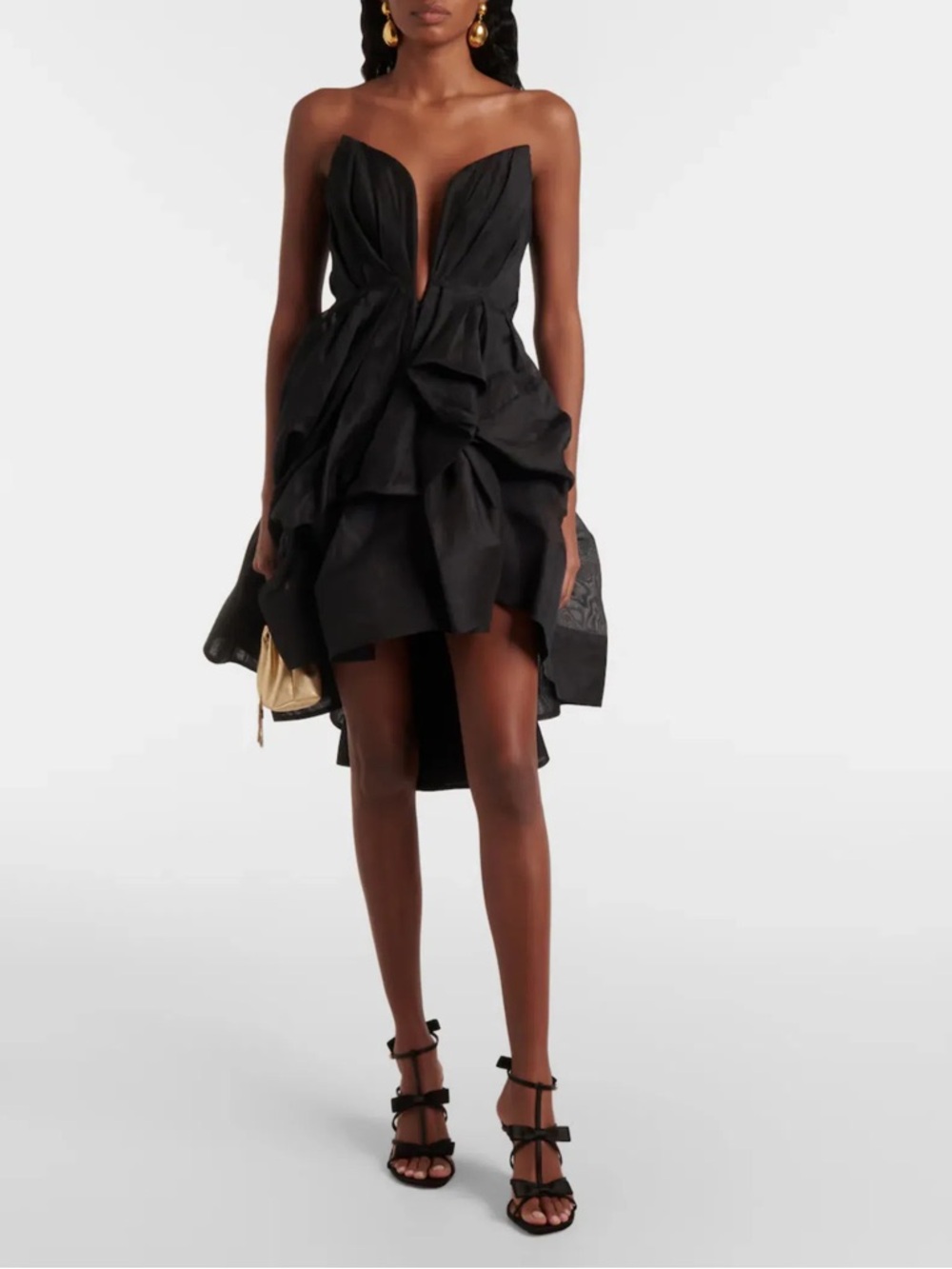 Zimmermann Black Strapless Ruffled Dress